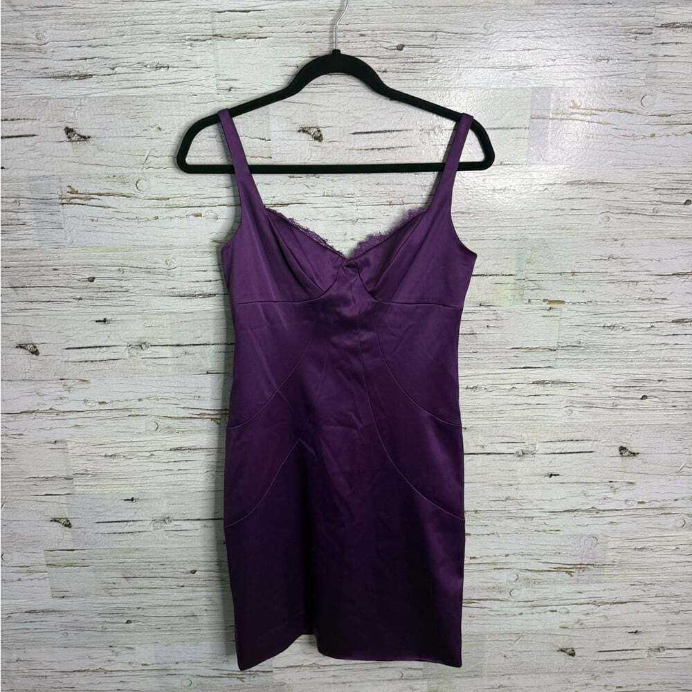 Max & Cleo Purple Midi Dress lace bodycon size 8